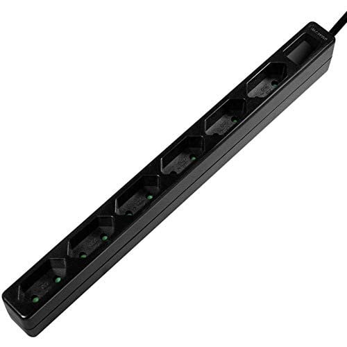 LogiLink LPS231B 6-voudige stekkerdoos met Eurobuchse en kinderbeveiliging, zwart