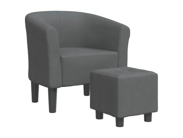 Clubsessel mit Fußablage, dunkelgrau, Stoff, Sperrholz und Kiefernholz Modernes Design, luftiges Gewebe, stabiler Rahmen, kompakte Fußstütze, 110 kg belastbar, universell für Wohnzimmer