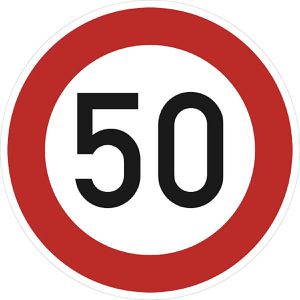 SafetyMarking Verkehrsschild StVO zugelassen, 60 cm, VZ 274-50, RA1/C, Höchstgeschwindigkeit 50 km/h
