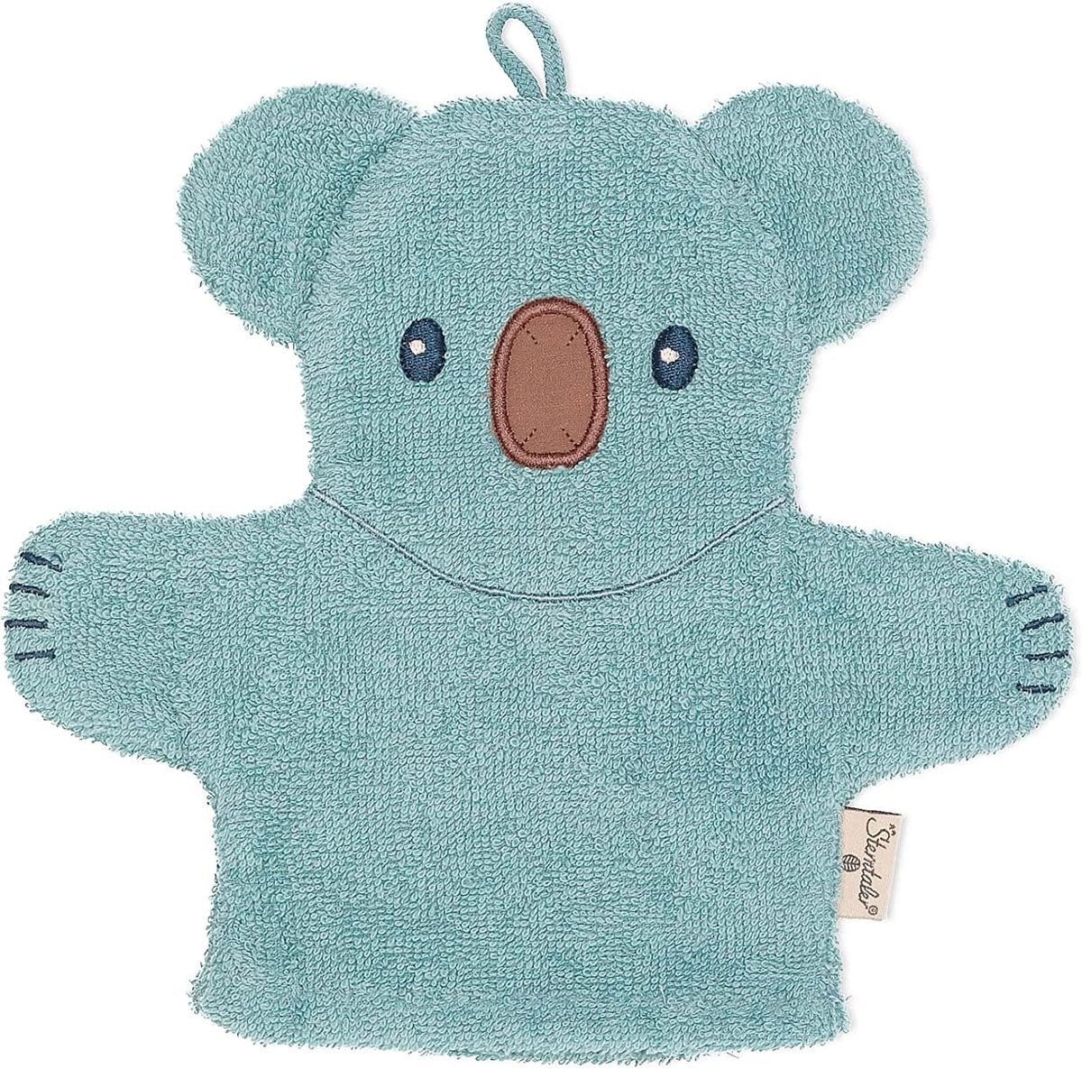 Speel-washandjes Handpop Was - 2-in-1 Ontwerp - Blauw - 24 x 23 cm