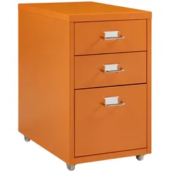 En.Casa, Rollcontainer, Rollcontainer Kökar mit 3 Schubladen 48x28x41 cm Orange (28 x 41 x 48 cm)