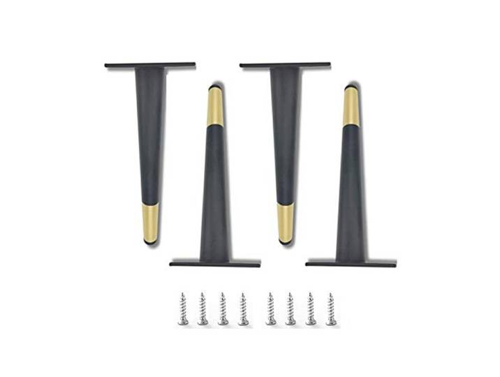 JGHITROME Möbelbeine, Möbelstützfüße, 4 x Möbelbeine, für Betten, Kleiderschränke, Schränke, Stühle, Badezimmer, rutschfest, verschleißfest, langlebig, wasserdicht, Sofa-Füße (Schwarzgold, 12 cm)