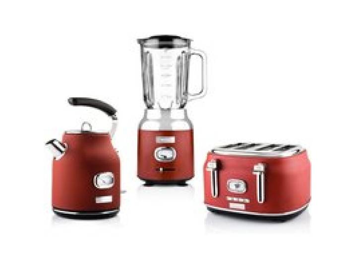 Westinghouse Retro Set 3 pièces bouilloire 1 7 L grille-pain 4 fentes et blender 1 5 L Rouge