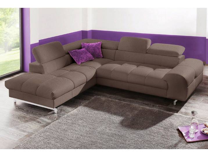 COTTA Ecksofa Chef bequem, tolle Verarbeitungsdetails, Breite 262cm, L-Form, mit Kopfteilverstellung, edle Metallkufen, optional Schlaffunktion