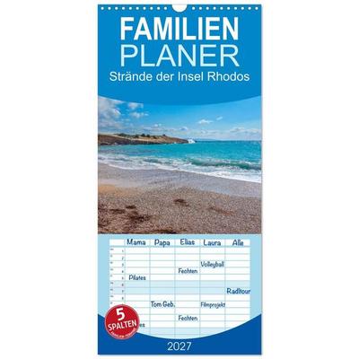 Familienplaner 2027 - Strände der Insel Rhodos mit 5 Spalten (Wandkalender, 21 x 45 cm) CALVENDO