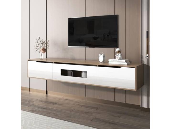 Merax TV Schrank Lowboard Hängend - Wohnzimmertisch Fernsehschrank Mit LED-Licht - TV Kommode Fernsehtisch für Wohnzimmer