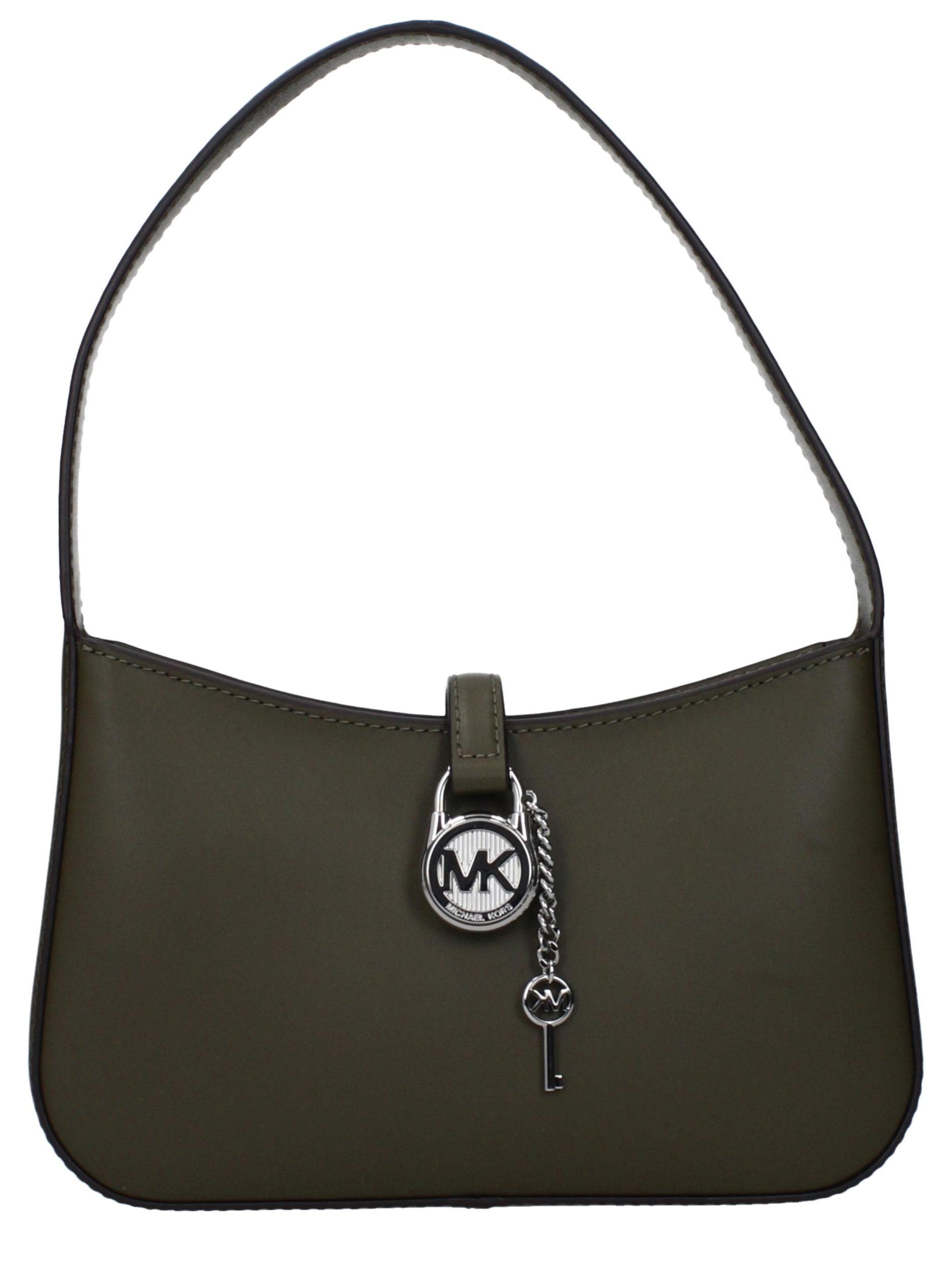 Michael Kors Lyra Small Pochette Leder olive silberfarben