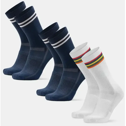 AERO FAHRRAD CREW SOCKEN - 3-Pack - Marineblau/Streifen | Weiß/Streifen - 43-47