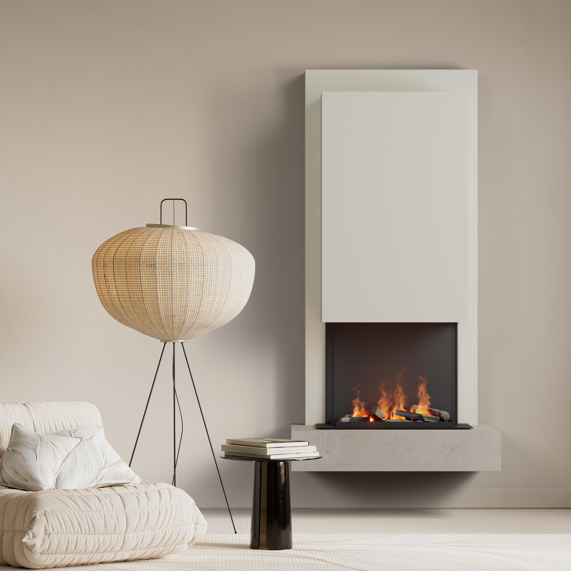 muenkel design Arco [Elektrokamin Opti-myst]: Concrete (Betonoptik) - weiß
