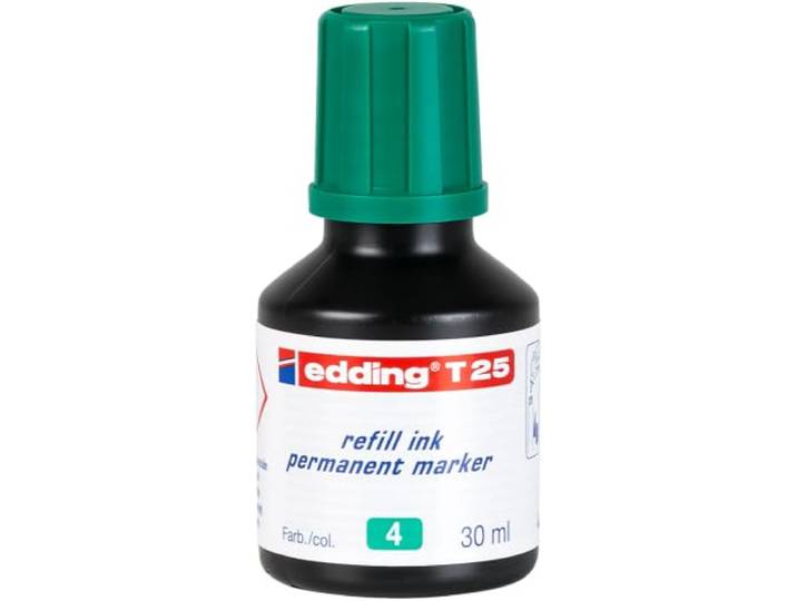 edding T 25 navulinkt permanent marker - groen - 30 ml - met druppeldoseersysteem, voor het snel bijvullen van bijna alle edding permanent markers
