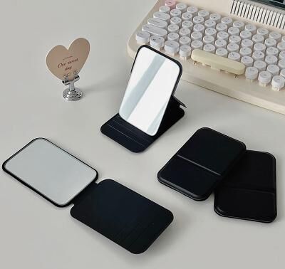 Fusion Finds Portable Compact Makeup Mirror Foldable Travel Pocket Vanity Mirror With HD Glass black