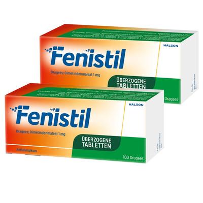 Fenistil Dragees Dimetindenmaleat 1 mg/Tablette, Antiallergikum Doppelpack 2x100 St Überzogene Tabletten
