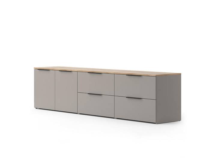 Vicco Wohnwand Wido Greige 3 Teile, Holzwerkstoff, Rechteckig, 80x50x40 cm, Wohnzimmer, Wohnwand