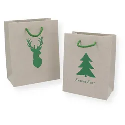 Nette 12 Geschenktaschen Graspapier 2 Motive 18+10x23cm