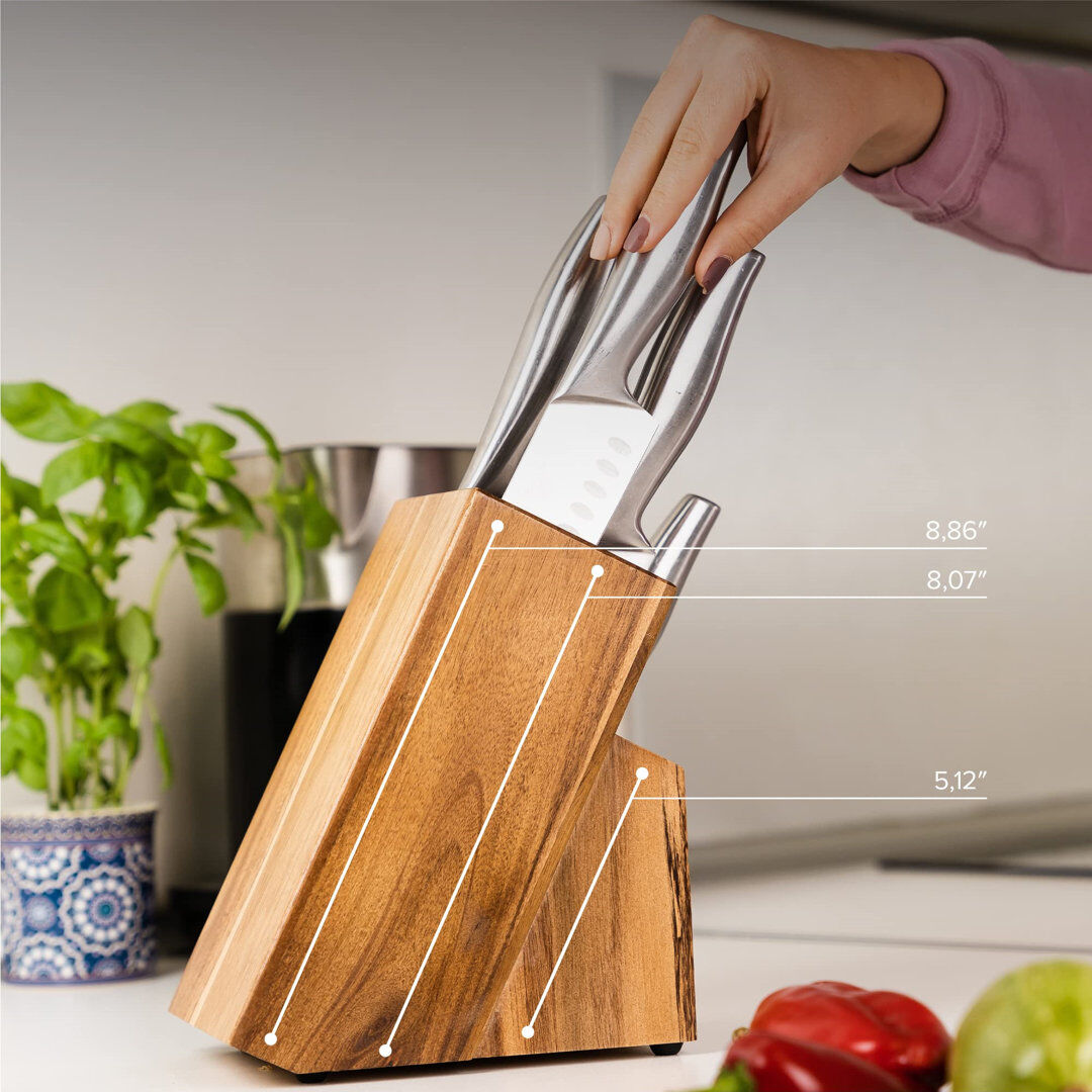 Alpen Home Akilah Knife Block Brown 22.5cm H X 10.7cm D