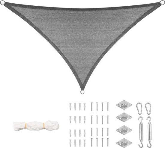 In And Outdoormatch Driehoekig Schaduwdoek van HDPE - Grijs of Beige - B/D/H: 4,2 x 4,2 x 6 meter