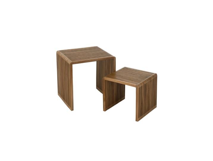 Set de tables basses gigognes carrées en teck recyclé l50 marron