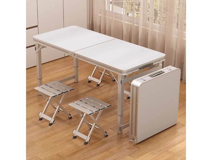 Table pliante portable pour le camping, les marchés extérieurs, les stands, hauteur réglable, compacte, légère, ensemble table et chaises pour pique-nique