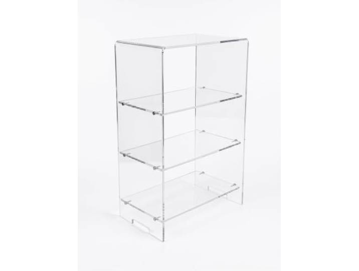 Slato Ephaesto Grande Beistelltisch mit 4 Etagen Sideboard. Aus transparentem Acrylglas, modernes Design, hergestellt in Italien, cm. L 50 x T 33 x H 75 cm