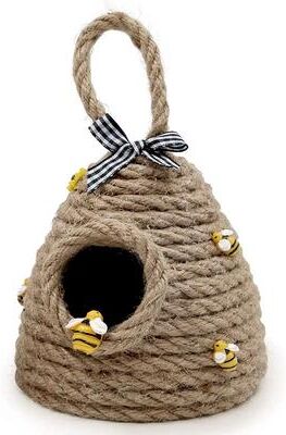 Useful Little Things Beehive Jute Hanging Decor Farmhouse Bee Tiered Tray Ornament 1pc