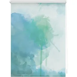 Lichtblick Rollo Klemmfix, ohne Bohren, Verdunkelung, Aquarell - Blau Grün