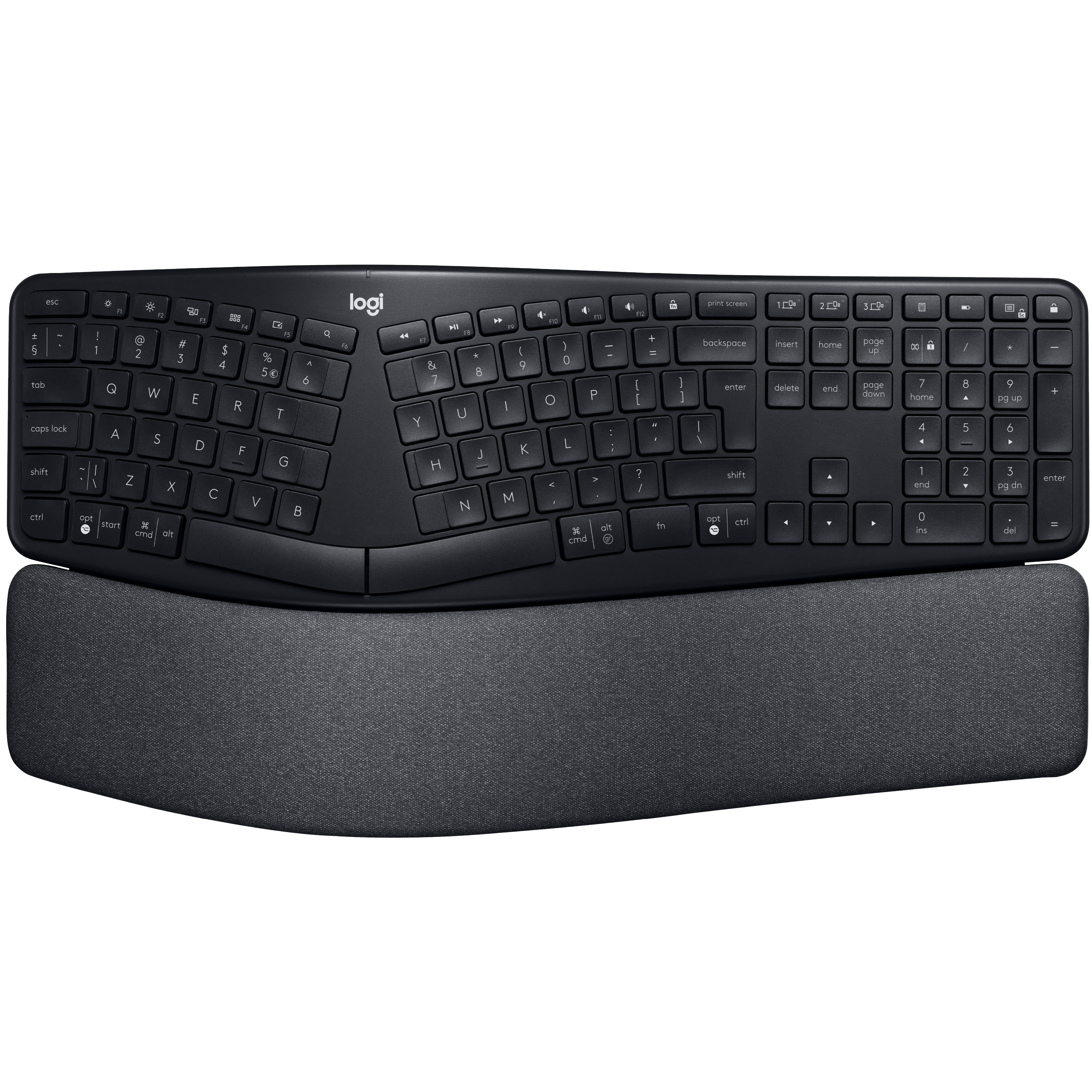 Logitech Ergo K860 Tastatur kabellos (Bluetooth / Funk), Schwarz (Layout: US international)