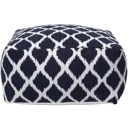 SITZPOUF blau-weiß mit Ikat-Muster, 60/60/30 cm