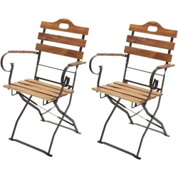 2er-Set Biergartenstuhl MCW-J40, Klappstuhl Gartenstuhl, Gastronomie-Qualität Akazie MVG-zertifiziert ~ naturfarben