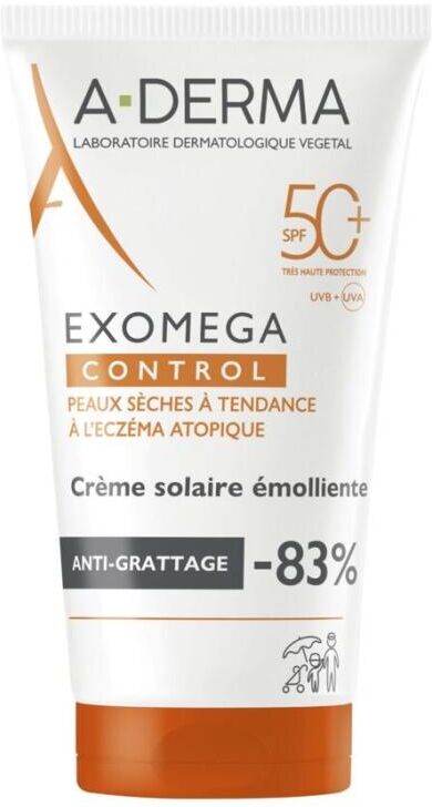 A-DERMA Exomega Control Emollient Solar Cream SPF50+ 150 ml