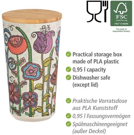 Vorratsdose WENKO "Modell FLowers", rosa, H:18,5cm L:10,5cm, Kunststoff, Lebensmittelaufbewahrungsbehälter, Vorratsdose, Deckel mit Silikonring zur luftdichten Aufbewahrung von Vorräten rosa B/H/L: 18,5cm x 10,5cm