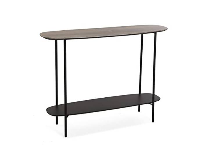 Versa Salem Schmales Möbelstück für den Eingangsbereich oder Flur, Moderner Konsolentisch, mit Bodenplatte, Maßnahmen (H x L x B) 75 x 30 x 100 cm, Holz und Metall, Farbe: Braun und Schwarz