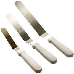 Airbrush-City 3er Set Winkelpalette Spatel 15cm 20,5cm 25,5cm weiß Kuchenmesser Tortenmesser Torten Tortenheber