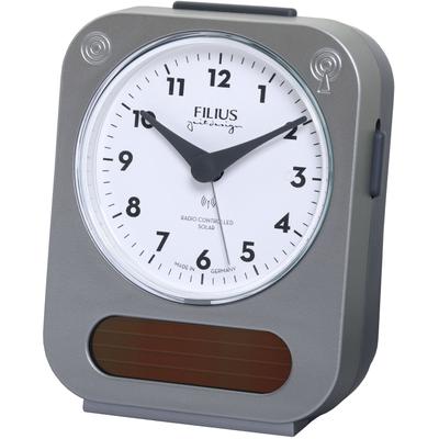 Funkwecker FILIUS ZEITDESIGN, grau (dunkeltitanfarben, grau), Wecker, Funkwecker, Solar, Beleuchtung, Made in Germany, Schlafzimmer