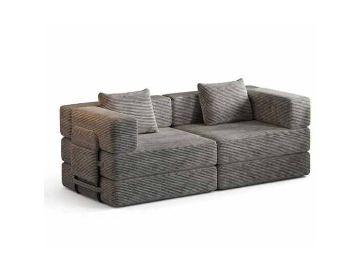 Bettsofa Minimalist Grau Leinenstoff B 190 T 90 cm - Bettsofa
