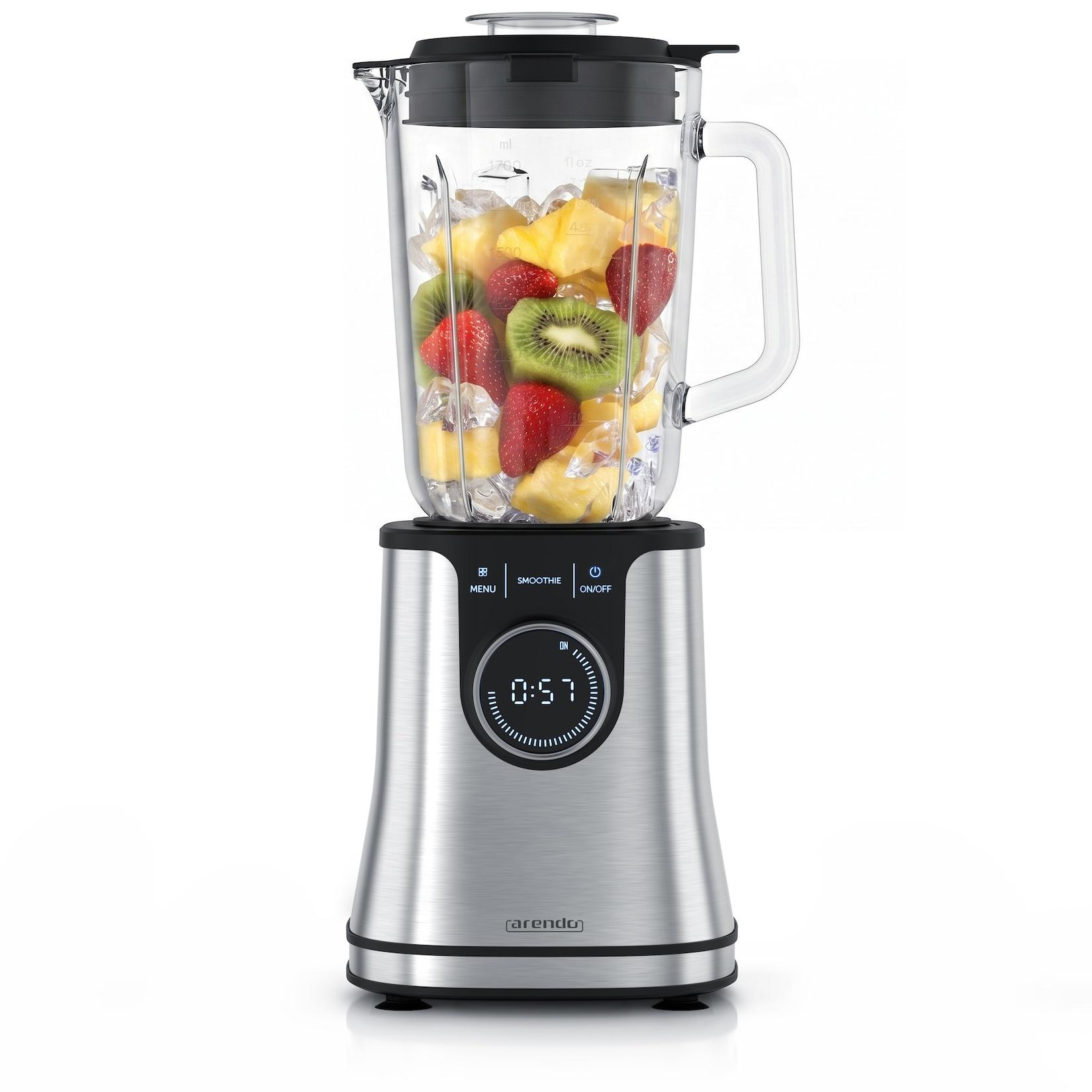 Arendo Standmixer, Edelstahl Power Mixer, 1,7l Glasbehälter, Hochleistungsmixer, Blender, edelstahlfarben