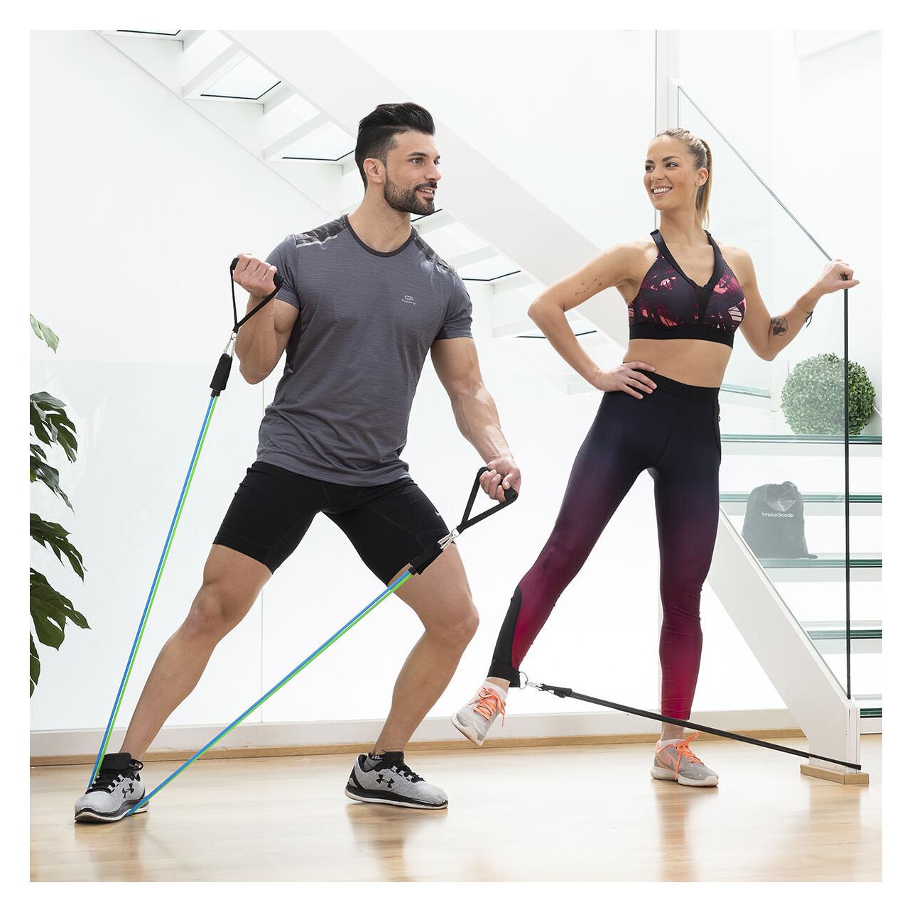 InnovaGoods Satz regulierbaren Stretchbändern mit Accessoires und Übungsleitfaden Tribainer 3 Stück (JTI-68027019)