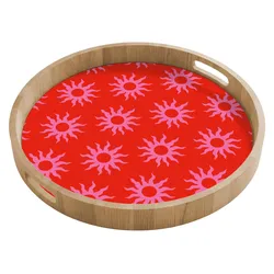 TABLETT Sonnen - Rot - Rosa - Muster - Sommer Frühstücksbrett 50x50 cm