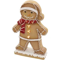 LEBKUCHENMANN-FIGUR mit Mütze & Schal 76 cm Weihnachtsdeko Innen mit LED-Beleuchtung