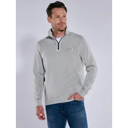 engbers Herren Sweatshirt mit Troyerkragen Grau regular gemustert Zipper - S