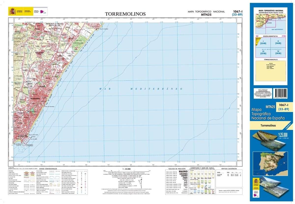 Carte topographique de l'Espagne n° 1067.1 - Torremolinos   CNIG - 1/25 000