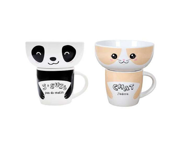 THE CONCEPT FACTORY Set aus Becher und Schüssel KAWAII 68cl keramik weiss 1 Stück