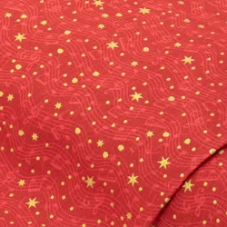 Baumwollstoff Musiknoten "Mona", rot/gold