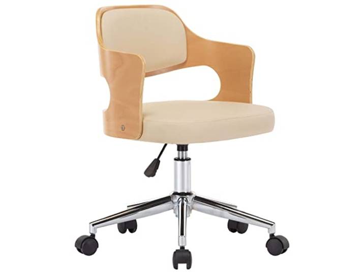 Todiikf Esszimmerstuhl Drehbar Creme Kunstleder Höhenverstellbar Ergonomischer Drehstuhl mit weichem Polster und leichtgängigen Kunststoffrollen für Wohnzimmer, Schlafzimmer und Büro.