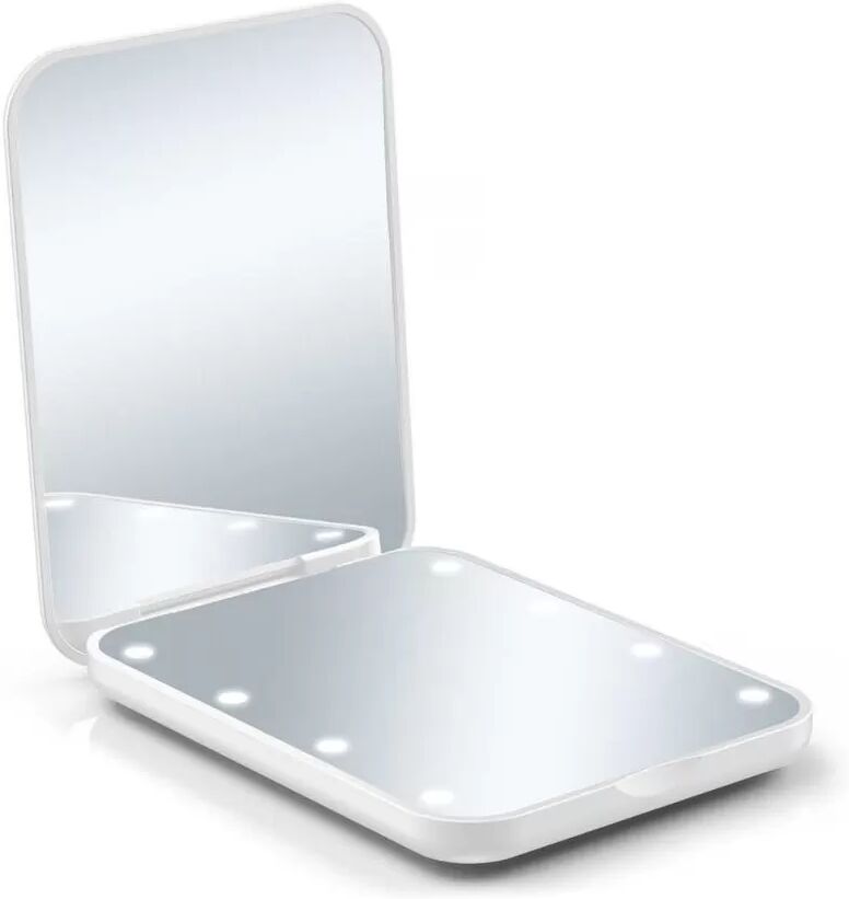 INF Tragbarer LED-Make-up-Spiegel mit 3x Vergrößerung und Ringlicht Weiß
