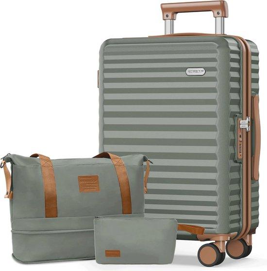 Famanu Hartschalenkoffer mit Trolley und Reisetasche - Erweiterbar und leicht