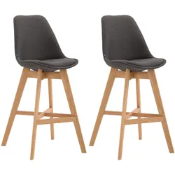 CLP 2er Set Barhocker Cannes Stoff natura   Farbe: dunkelgrau, Gestell Farbe: natur