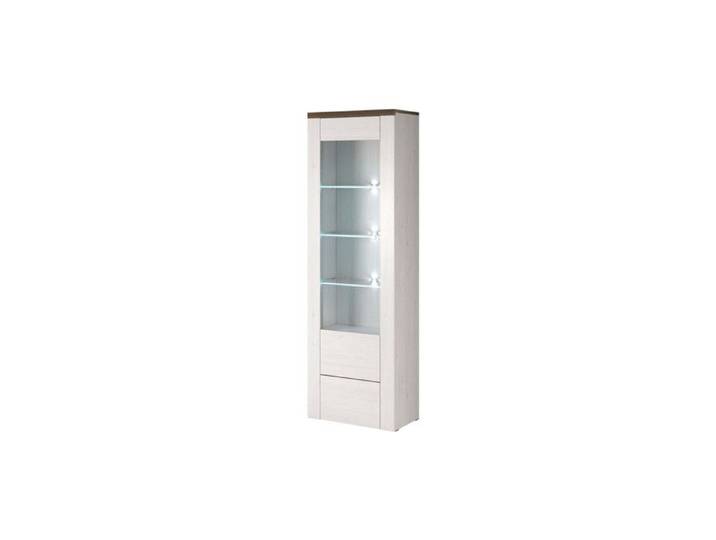 Vitrine VOLTIA avec 1 porte - 65cm - Blanc / chêne