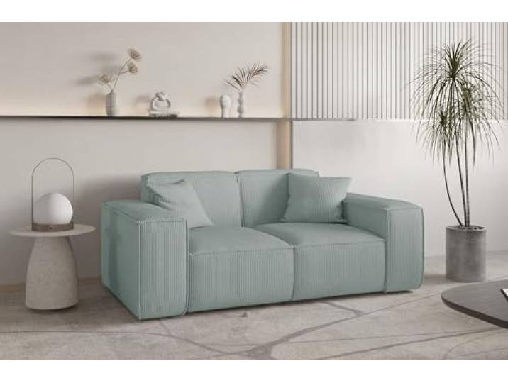 Sofa Designersofa CELES PREMIUM 2-Sitzer in Stoff Scala (Saphirblau)