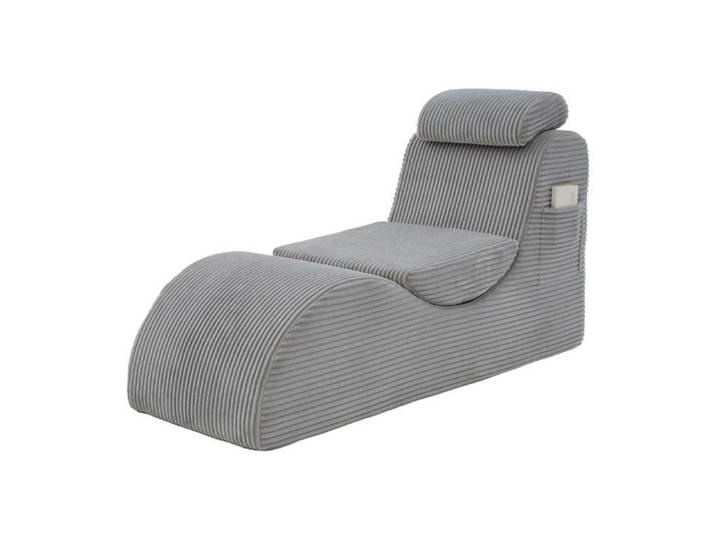Fauteuil De Loisirs Moderne Ergonomique Mousse Haute Résilience Coussin Amovible Poche Latérale Gris Clair 160x66x90cm