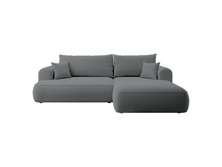 Ecksofa mit Schlaffunktion Ovo, L-förmig, dunkelgrauer Samt, mit